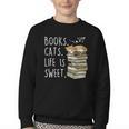 Book Lovers Books Cats Life Is Sweet Cat Lovers Youth Crewneck Sweatshirt
