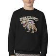Book Reading Dinosaur T-Rex Dino Bookworm Youth Crewneck Sweatshirt
