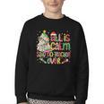 Book Tree All Is Calm Said No Teacher Ever Christmas Youth Crewneck Sweatshirt