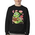 Book Worm Costume World Book Day Cute Kawaii Worm Reading Youth Crewneck Sweatshirt