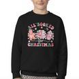 All Booked For Christmas Book Coffee Latte Gingerbread Youth Crewneck Sweatshirt