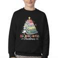 All Booked For Christmas Book Tree Lights Christmas Library Youth Crewneck Sweatshirt All Booked For Christmas Book Tree Lights Christmas Library Youth Crewneck Sweatshirt