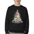 All Booked For Christmas Coquette Books Teacher Xmas Tree Youth Crewneck Sweatshirt