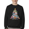 All Booked For Christmas Teacher Reading Student Bookworm Youth Crewneck Sweatshirt