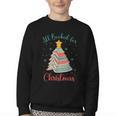 All Booked For Christmas Tree Book Bookish Christmas Youth Crewneck Sweatshirt