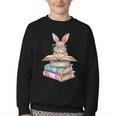 Books Bookworm Reader Book Cute Reading Bunny With Glasses Youth Crewneck Sweatshirt Books Bookworm Reader Book Cute Reading Bunny With Glasses Youth Crewneck Sweatshirt