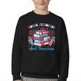 Books Fireworks And Freedom Independence Day Book Lover Youth Crewneck Sweatshirt