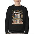 Books Geek Sunflower Floral Cute Vintage Books Reader Lover Youth Crewneck Sweatshirt