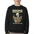 Books Make Me Happy Skeleton Read Reading Librarian Book Youth Crewneck Sweatshirt