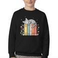 Books Lover Cute Sleepy Cat Relax Reading Vibe Youth Crewneck Sweatshirt