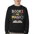 Books Are Magic Whimsical Retro Bookworm Youth Crewneck Sweatshirt Books Are Magic Whimsical Retro Bookworm Youth Crewneck Sweatshirt