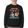 BOOKS AND MAINE COONS ARE MY THERAPY Main Coon Youth Crewneck Sweatshirt