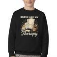 Books Are My Therapy Cozy Reading Chair Artwork Youth Crewneck Sweatshirt