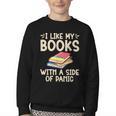 I Like My Books With a Side Of Panic Thriller Youth Crewneck Sweatshirt I Like My Books With a Side Of Panic Thriller Youth Crewneck Sweatshirt
