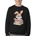 Bunny Rabbit Reading Books Rabbit Books Bunny Reader Youth Crewneck Sweatshirt