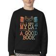 Cat & Book Art For Men Women Cat Librarian Novel Book Lover Youth Crewneck Sweatshirt Cat & Book Art For Men Women Cat Librarian Novel Book Lover Youth Crewneck Sweatshirt