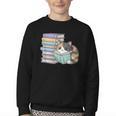 Cat On Books Pets Cats Reading Book Nerd Read Reader Bookcat Youth Crewneck Sweatshirt Cat On Books Pets Cats Reading Book Nerd Read Reader Bookcat Youth Crewneck Sweatshirt
