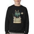 Cat Reading Book Youth Crewneck Sweatshirt