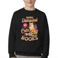 Cat Shirts For Women Book Lover Shirt Cats And Books Youth Crewneck Sweatshirt