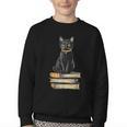 Cat Sitting On Books Youth Crewneck Sweatshirt Cat Sitting On Books Youth Crewneck Sweatshirt