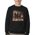Cats Antique Books Academia Library Aesthetic Bookworm Youth Crewneck Sweatshirt