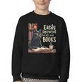 Cats And Books Book & Cat Lover Easily Distracted By Youth Crewneck Sweatshirt