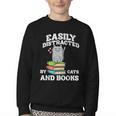 Cats And Books Read Reading Librarian Book Across America Youth Crewneck Sweatshirt