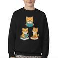 Cats Reading Book Lover Reading Bookworm Reader Youth Crewneck Sweatshirt
