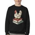 Chicken Books Back To School First Day Of School Boys Girls Youth Crewneck Sweatshirt Chicken Books Back To School First Day Of School Boys Girls Youth Crewneck Sweatshirt