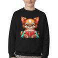 Chihuahua Reading a Book Dog Youth Crewneck Sweatshirt