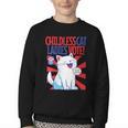 Childless Cat Ladies Vote Kamala Harris Cute Comic Book Cat Youth Crewneck Sweatshirt