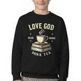 Christian Bookworm Love God Read Books Drink Tea Youth Crewneck Sweatshirt