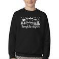 Christmas Book Lover Santa Dashing Through One More Chapter Youth Crewneck Sweatshirt