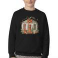 Christmas Book Pumpkin Reading Holiday Lovers Teacher Youth Crewneck Sweatshirt