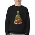 Christmas Book Tree Bookshelf Holiday For Readers Librarians Youth Crewneck Sweatshirt