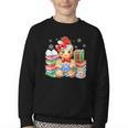Christmas Gingerbread Man Reading Book Snowflake Teacher Youth Crewneck Sweatshirt