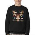 Christmas Librarian Reindeer Matching Family Book Lover Xmas Youth Crewneck Sweatshirt
