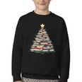 Christmas Tree Books Book Reading Bookworm Youth Crewneck Sweatshirt