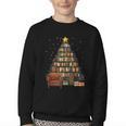 Christmas Tree Bookshelf Book Lover Library Youth Crewneck Sweatshirt