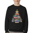 Christmas Tree Made Of Books Librarian Reader Holiday Youth Crewneck Sweatshirt Christmas Tree Made Of Books Librarian Reader Holiday Youth Crewneck Sweatshirt