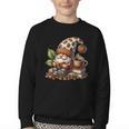 Coffee And Book Reading Accessories For Book Lovers Gnome Youth Crewneck Sweatshirt