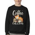 Coffee Cats And Books Lover For Women & Men Coffee Youth Crewneck Sweatshirt