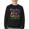 Color Our World Summer Reading 2025 Boho Wildflower Book Youth Crewneck Sweatshirt