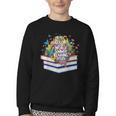 Color Our World Summer Reading 2025 Cute Book Wildflowers Youth Crewneck Sweatshirt Color Our World Summer Reading 2025 Cute Book Wildflowers Youth Crewneck Sweatshirt