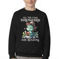 All The Cool Dinosaurs Are Reading Book Reader T-Rex Kawaii Youth Crewneck Sweatshirt