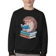 Cool Hedgehog Book Nerd Readers Youth Crewneck Sweatshirt