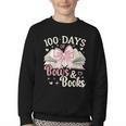 Coquette 100 Days Of Bows Books Reading 100th Day Of School Youth Crewneck Sweatshirt