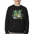 Coquette Bow Books St Patrick's Shamrock Bookworm Librarian Youth Crewneck Sweatshirt Coquette Bow Books St Patrick's Shamrock Bookworm Librarian Youth Crewneck Sweatshirt