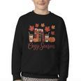 Cozy Season Autumn Leaves Books Pumpkins Fall Halloween Youth Crewneck Sweatshirt