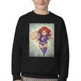 The Crimson Crescent 90s Retro Comic Book Superheroine Art Youth Crewneck Sweatshirt